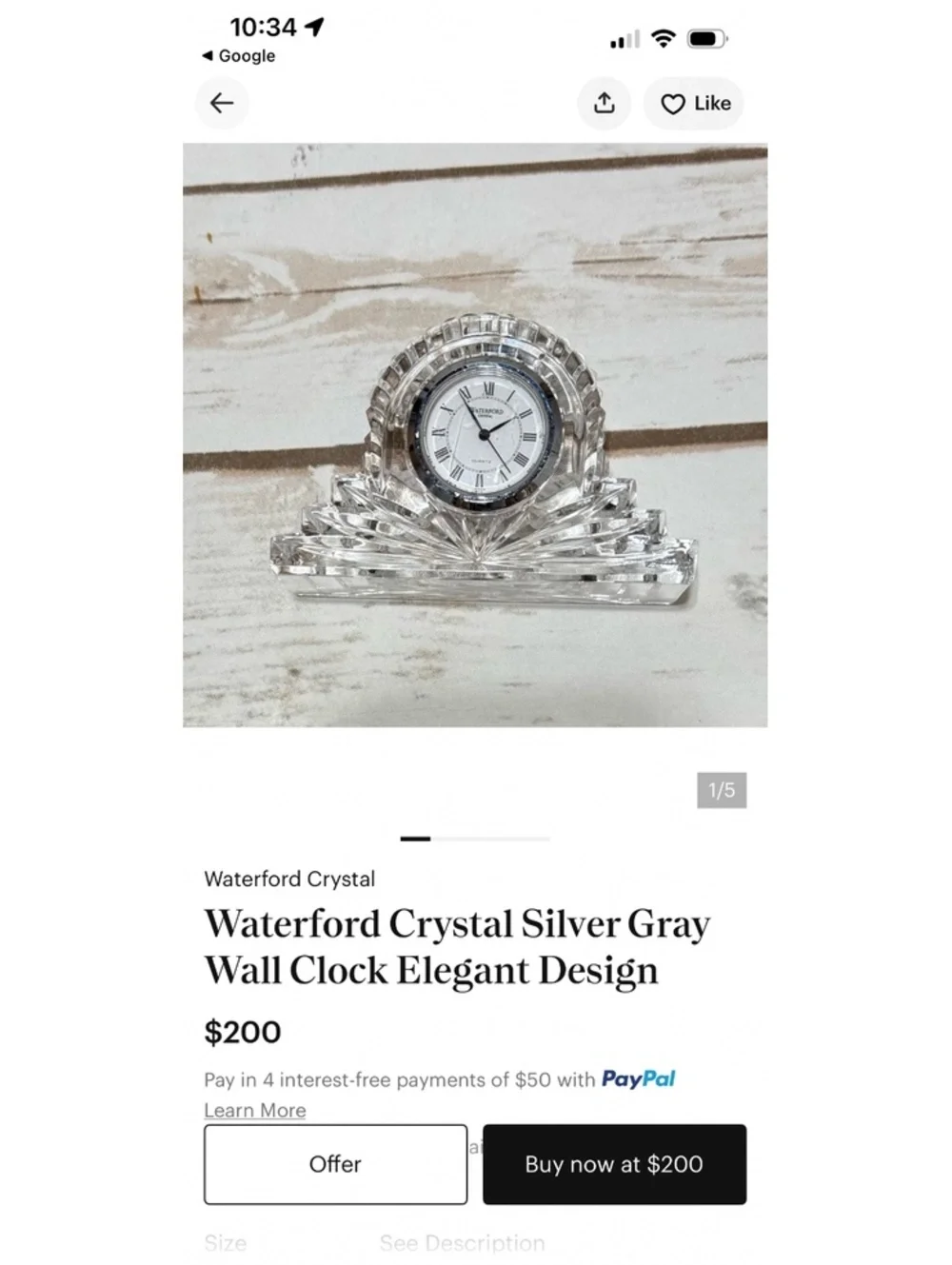 Waterford Crystal Silver Gray Wall Clock Elegant Design